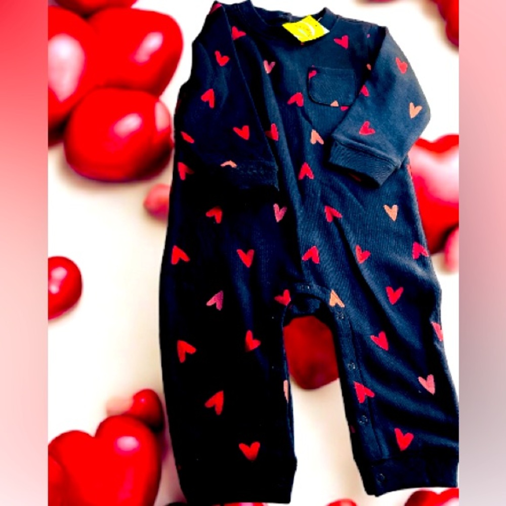 Primary 6-12 Months Navy & Red Heart ❤️ Romper